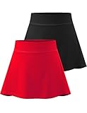Star Vibe 2 Stücke Röcke Tennis Outfit Damen Skirt Schwarzer Weißer Sport Rock Kurz Rock Damen Tennis Mit Hose Black/Red L