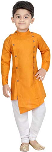 Image of Oner Boys Ethnic wear Kurta Pajama Dress Set (N-101) (Orange, 8-9 Years)