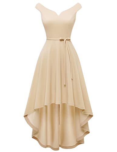 DRESSTELLS Off Schulter Brautjungfer High Low Semi Formal Skater Kleid für...