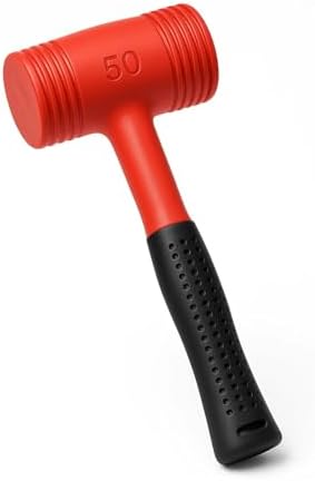 Proalet Çift Renkli Lastik Tokmak, Sert Plastik Başlık, İz Bırakmaz, Ergonomik Kaymaz Saplı, Kaporta İşleri, Süpürgelik Montajı, Marangozluk ve Fayans İşleri İçin Uygun, Dayanıklı El Aleti (50 MM) - Görsel 1