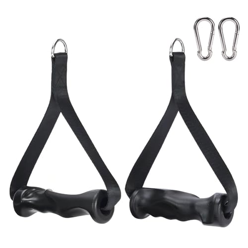 DONGKER Asas de ejercicio, 2 piezas de accesorios antideslizantes de repuesto con hebilla en D de metal grueso y grueso para agarre de máquina de cable, equipo de gimnasio, bragueta de pecho