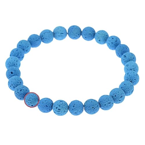 Colorful Natural Stone Agate Beaded Couple Bracelets Volcanic Stone Adjustable Bracelet(Blue-1-8mm)