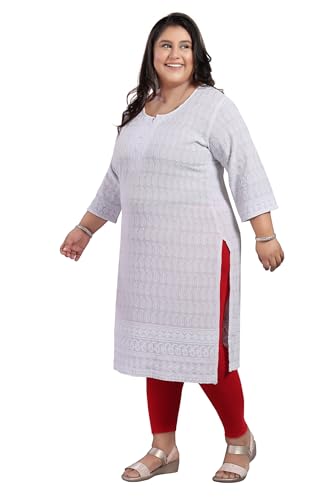 Image of DARIKA Women's Cotton Chikankari Straight Kurti Multiple Color in from Small to Plus Size.