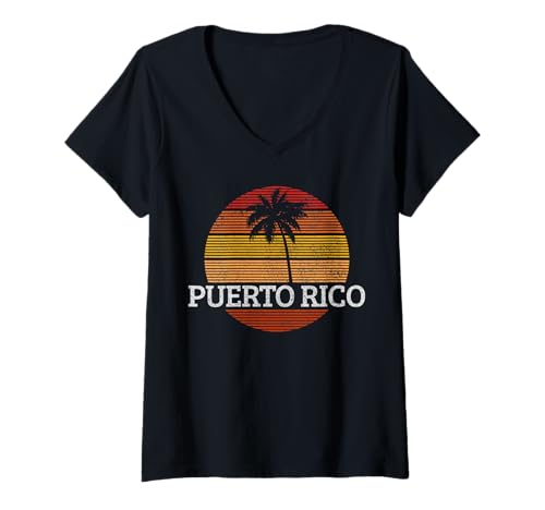 Donna puerto rico vintage pride american puerto rico pride regalo maglietta con collo a v