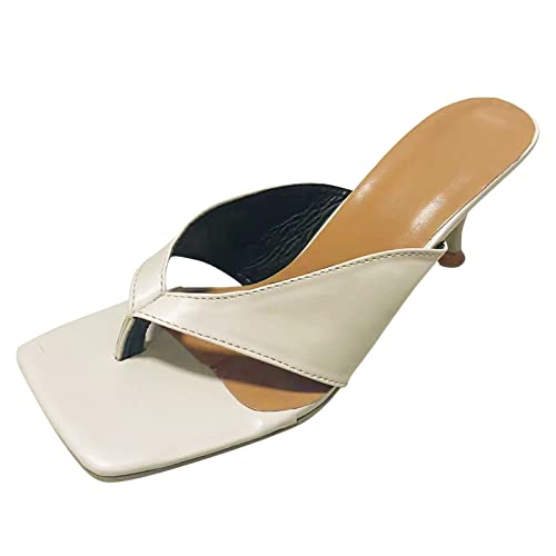 Sandales à plateforme en cuir beige pour femme avec talon fin pointure 38.5