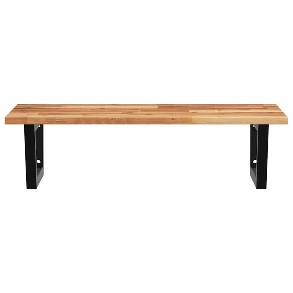 Estantería para lavabo de pared de acero y madera de acacia maciza, estante flotante para baño como estante para lavabo, ahorro de espacio, almacenamiento para cremas y toallas, resistente