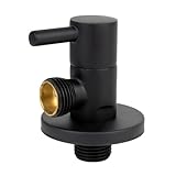 Cofan Válvula de escuadra | Sistema de apertura y cierre de 1/4 de vuelta | PN 16 bar | Color: negro | Dos Medidas (1/2' x 1/2')