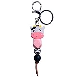 Pink Cow Keychain Cute Cow Gifts for Women Girls Kawaii Key Chains for Car Keys Backpack Purse Handbag