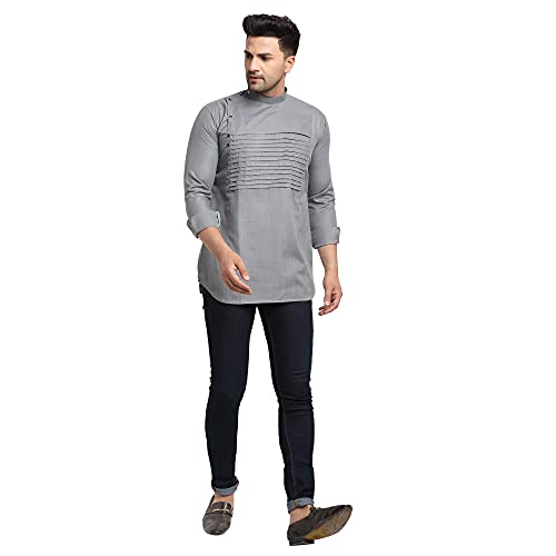 Image of SAIFOO Men's Rich Cotton Blind Short Kurta