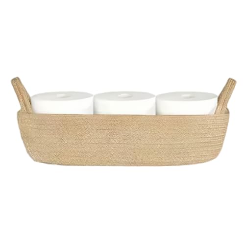 CAKEEYUM Panier de Salle de Bain Organisateur Corde en Coton Panier Papier Toilette tissé 13x5.9x3, 9 Pouce réservoir Toilette décoratif pour comptoir Salle Bain