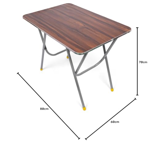 Image of Multi-Purpose Foldable and Portable 2-Seater Dining Table | Engineered Plywood Top & Powder Coated Finish 24 * 36 Inch Brown