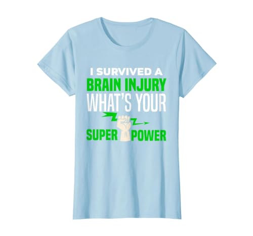 I Survived Brain Injury Awareness, TBI, Brain Injury Survivor T-Shirt, Women, Baby Blue, Large