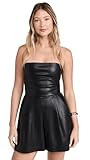 Susana Monaco Women's Faux Leather Tube Romper 3' Inseam, Black, S