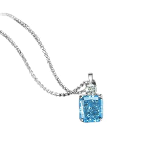 Collier aigue-marine argent 925 et diamant carbone pour bijoux de mariage femme