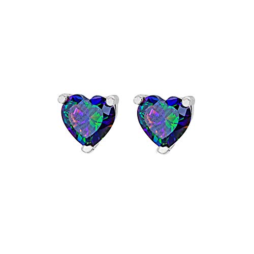 Collier Coeur en Oxyde de Zirconium Aurore Boréale plaqué Rhodium pour Femme