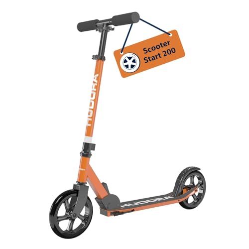 HUDORA Scooter Start 200 I Stabiler Aluminium-Roller I Höhenverstellbarer & zusammenklappbarer Cityroller I Kinder- & Erwachsenenroller für bis zu 100kg I Solider Tretroller mit Ständer