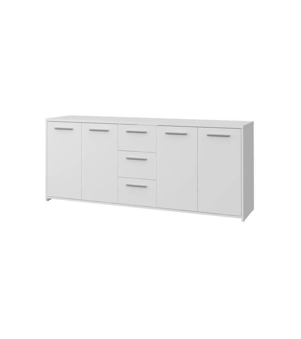 Forte PILVI Sideboard 180, Großes Sideboard mit 4 Türen und 3 Schubladen, Holzwerkstoff, Weiß, 179 cm breit, 74.1 cm hoch, 42 cm tief