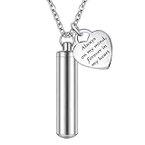 RJCMJDEU Cremation Jewelry Urn Ashes Necklaces for Women Men Cylinder Vial Ash Pendant, Memorial Urn Locket Ashes Holder,Silver