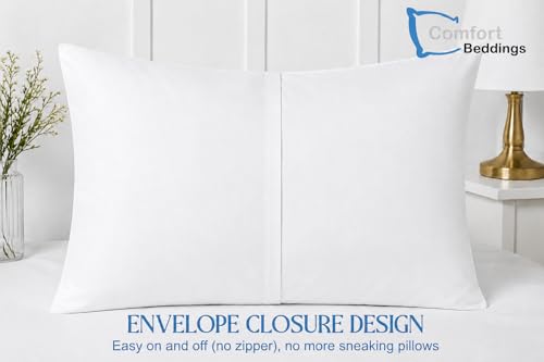 Image of Comfort Beddings 100% Organic Cotton Pack of 2 Travel Pillowcases 12x16 White Pillow Cases with Envelope Closure, Crisp Percale Weave, Soft & Cooling Pillow Covers (Size-12x16, White)