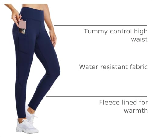 Image of baleaf Women's Fleece Lined Leggings Thermal Warm Winter Tights | 25 inch /27 inch, Water Resistant, Pockets, Running, Hiking, Yoga, Skiing, Travel, for Cold Weather, Leggings for Women