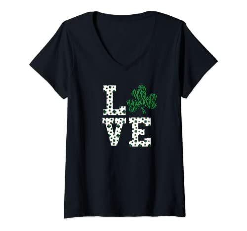 Mujer Camiseta del Día de San Patricio Shamrock Pattys Cheetah Print Love Camiseta Cuello V