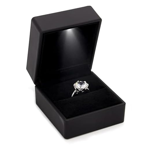 KMKANPO Caja de anillos,Light Ring Box,Jewelry Box,Caja de regalo de joyería,caja de almacenamiento,para Boda, propuesta,Compromiso,Aniversario(Negro) | Ya disponible en tu tienda friki favorita! En mundofriki.es!