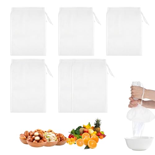 LINTRA Garza Alimentare per Filtrare, Nylon Garza Alimentare, 6 Pezzi 30 X 20 Cm Sacchetti per Latte di noci con Coulisse, 100 Mesh e 120 Mesh, per Filtrare Polveri, Latte di Soia, Succhi di Frutta