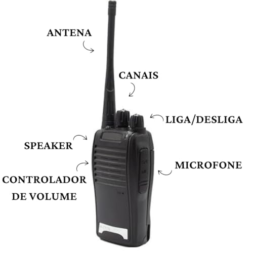Kit com 2 Radios Comunicador Walk Talk Transmissor Profissional Com Fone de Ouvido 16 Canais Longo A