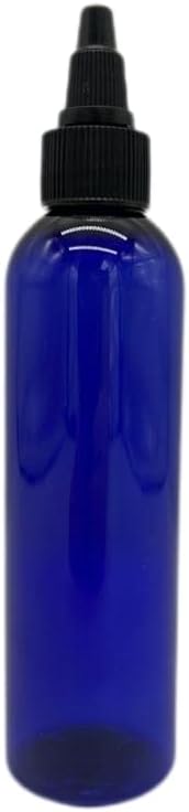 Natural Farms 4 oz Blue Cosmo Plastic Bottles -12 Pack Empty Bottle Refillable - BPA Free - Essential Oils - Aromatherapy | Black Twist Top Cap - Made in the USA