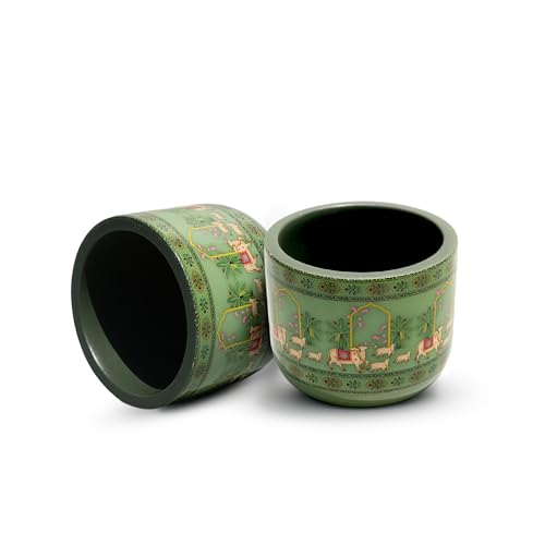 Image of Urban Plant Green Mahal 3D Handcrafted Terracotta Planter | Hand Painted Indian Art | Indoor Clay Pot for Living Room | Artisan Decorative Flower Pot | Drainage Hole | 4.5 Inch