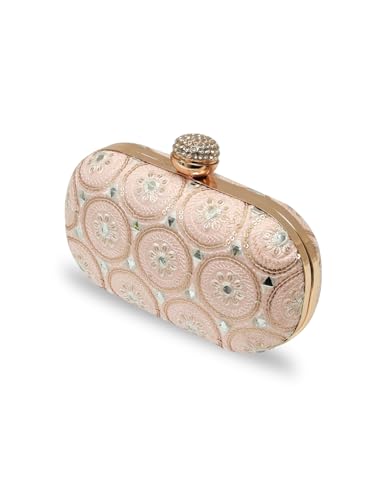 Image of THE TAN CLAN Inaara Oval Clutch for women Purses Luxury Evening Handbags for ladies with Detachable Handle