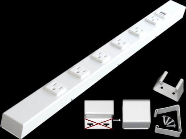 24” Hardwired Power Strip (NO Power Cord), 6 Vertical Outlets (NOT Tamper Resistant), NO Ears (Without mounting tabs), 15A (NOT a 20 Amp Unit), USB, White