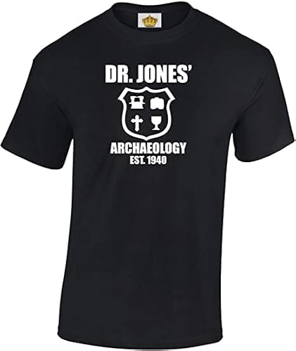 Crown Designs Dr Jones Archaeology Classic Movie Film Inspired Gift for Men & Teenagers T-Shirts Tops1 Black