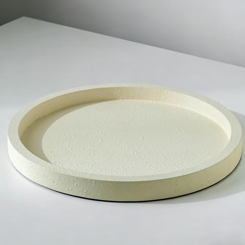 Hanobe Decorative Tray for Coffee Table: Round Ottoman Tray for Living Room 12
