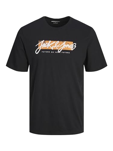 JACK & JONES Jjtiley tee SS Crew Neck Camiseta, Negro, XL para Hombre