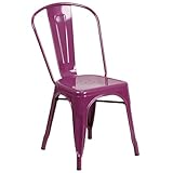 Flash Furniture Purple Metal Indoor-Outdoor Stackable Chair