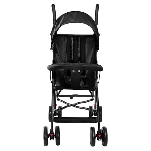 Cochecito de caña de bebé ultraligero, compacto, plegable e inclinable desde el nacimiento hasta 25 kg, con sistema Trolley, funda de lluvia y capucha extensible D-negro
