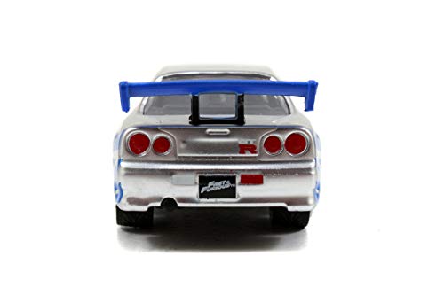 Jada Toys Fast & Furious 1:55 Brian's 2002 Nissan Gt-R R34 Build N' Collect Die-Cast Model Kit, Toys For Kids And Adults, Blue #TOP6