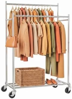 Rolling Clothing Rack With Shelves Load 380 LBS