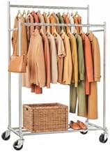 HYSEYY Rolling Clothing Rack With Shelves Load 380 LBS