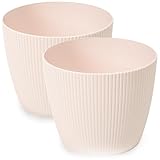 PECZEKO Macetero mate, macetero de plástico, maceta decorativa para plantas grandes, 2 maceteros de flores, macetero para hierbas, (2 unidades), color rosa, diámetro de 14 cm