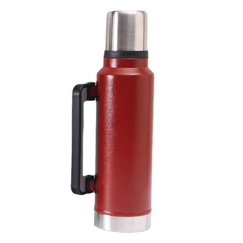 Garrafa Frasco multifuncional de 47,3 oz/64,2 oz (1,4 L/1,9 L) botella de ancha de inoxidable frío y caliente aislamiento de larga duración para acampar (Red, B)