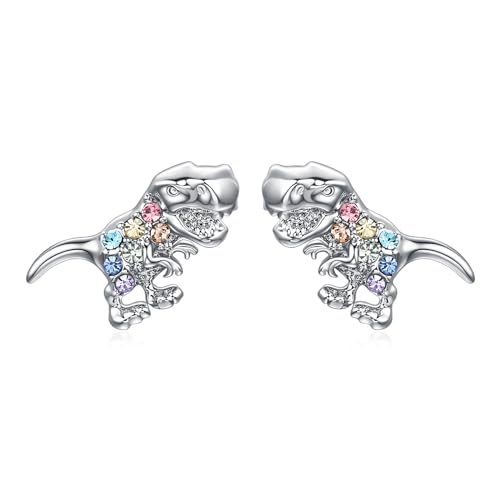 T-Rex Stud Earrings Gifts for Girls Women,Cute Colorful Crystal Animal Stud Earrings Cool Animal T-Rex Lovers Gifts for Girls Women (T-Rex)