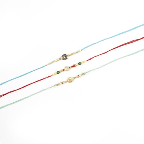 Image of Traditional Handmade Rakhi For Brothers | Designer Pearl, & Beaded Wrist Bands For Bhai| Thread Rakhi For Siblings | Elegant Handcrafted Bracelet For Raksha Bandhan