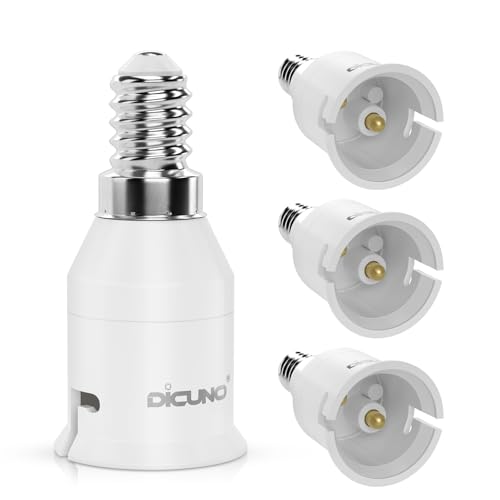 DiCUNO E14 auf B22-Sockeladapter, Konverter für Glühlampen, maximale Leistung 200W, 0~250V, 165 Grad hitzebeständig, 4-Pack