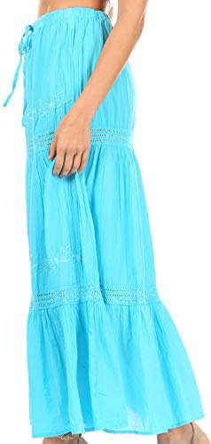 Sakkas Takara Maxi Broomstick Cascading Peasant Skirt with Elastic Waist4