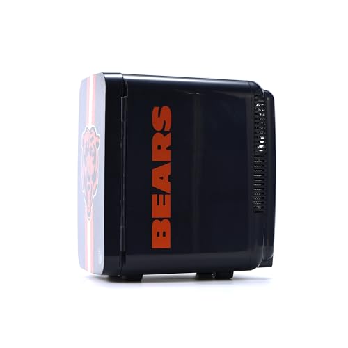 Image of Ukonic NFL Chicago Bears 15-Can Mini Fridge 10L - AC /DC Powered, Official Team Colors & Logo, Portable Cooler for Tailgates, Home, Office, or Car