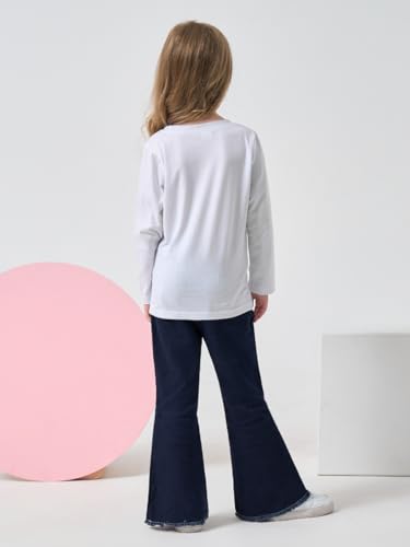 Image of Toddler Girl Clothes Long Sleeve Cartoon & Letter Graphic Top + Fruit Stationery Print Flared Leg Pants