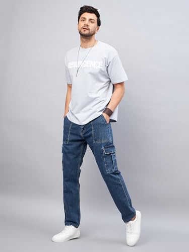 Image of STUDIO NEXX Men's Loose Fit Cargo Jeans | Non Stretchable | Cargo Denim for Men | Loose fit Cargos | Utility Pockets