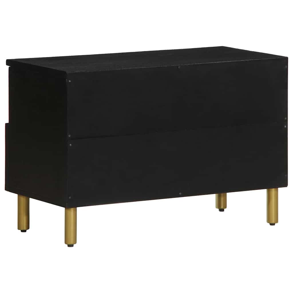 Mobile TV nero in legno 70 x 33 x 46 cm con maniglie in metallo, contenitore multimediale per soggiorno e ufficio, salvaspazio, CD e DVD, stile industriale